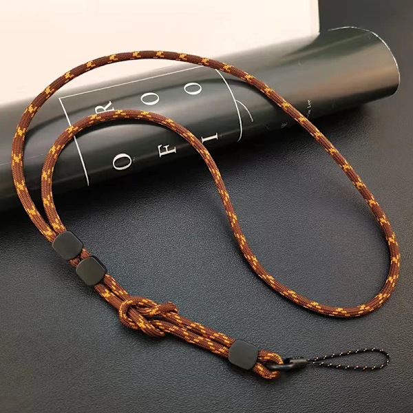 Lång Hals Hängande Kedja Handvävd Mobiltelefon Lanyard Stark och Längdjusterbar Dubbelanvändning Lanyard Telefon Anti-förlorad Hänge Brown
