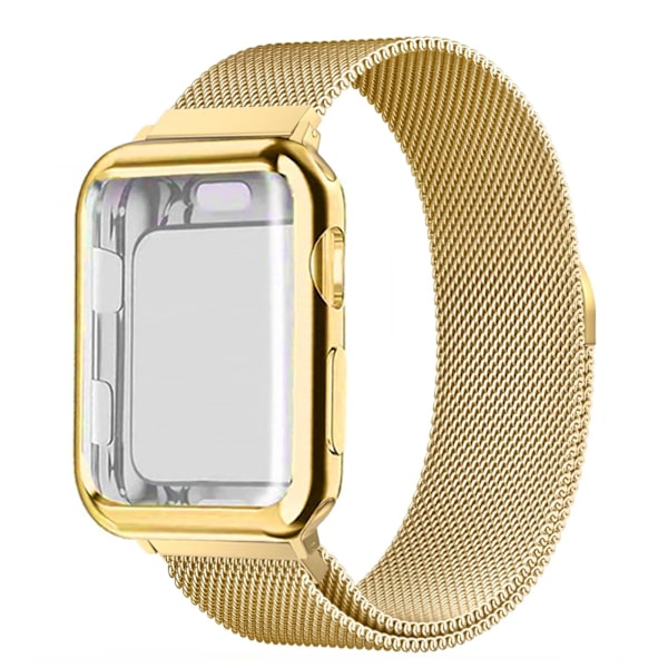 Fodral+Armband Milanese Loop För Apple Watch armband 44mm 40mm 45mm 46mm 49mm 42mm 38mm Armband iwatch Series 10 9 8 SE Ultra 2 Armband Gold 49mm-ultra-ultra 2