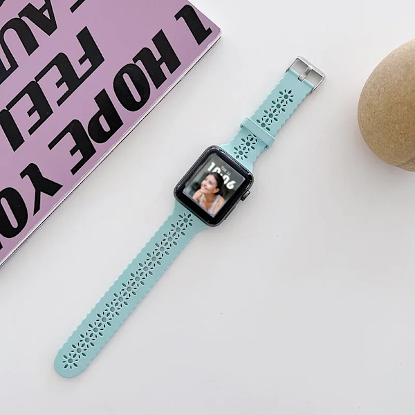 Silikonarmband för Apple Watch 44 mm 40 mm 38 mm 42 mm Ultra 2 49 mm Sportarmband iwatch Series 9 7 8 6 Se 5 4 3 41 mm 45 mm band Teal-8 38mm 40mm 41mm