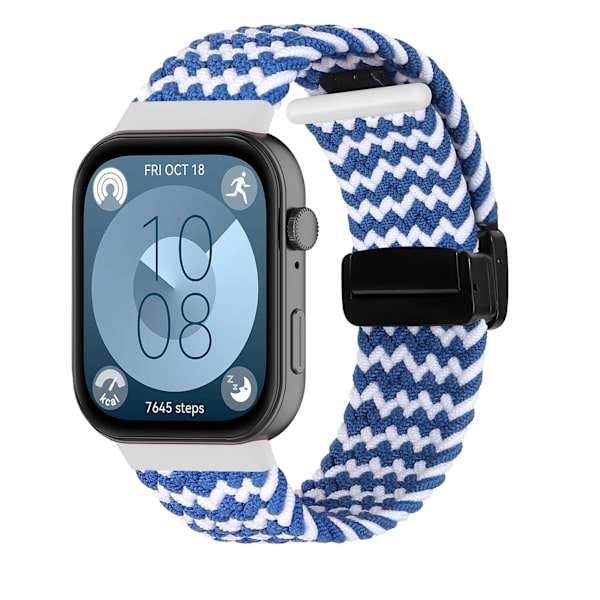 Flätat armband för HUAWEI Watch Fit 4 Pro-rem Magnetisk nylon Solo Loop Armband för Smartwatch Huawei Watch Fit 4/3-remmar blue white For Huawei fit 4