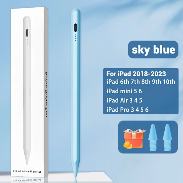 För iPad Pencil 2 1 Handflatavvisning Strömdisplay iPad Tillbehör iPad 2022 2021 2020 2019 2018 Pro 11 12.9 Air Mini Stylus Penna blue