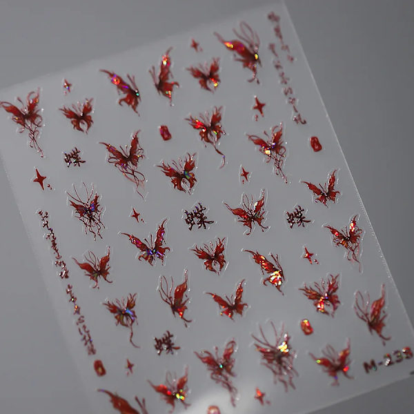 1 st 5D Japanska Kawaii Fjärils Nagelstickers Lyx Glitter Skal Aurora Nagelkonst Dekorationer Dekaler DIY Manikyr Slider Folie M238
