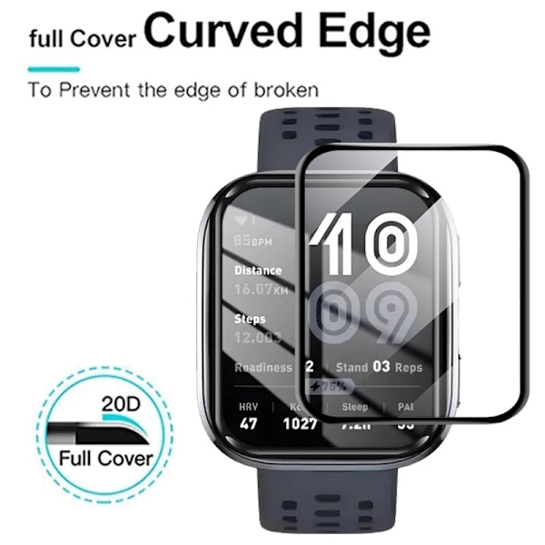 3 ST 3D Böjt Skärmskydd För Amazfit Bip 6 Bip 5 3 Pro Full Täckning Härdat Glas Film för Huami Amazfit Bip6 Inte Glas Amazfit Bip 5 3PCS