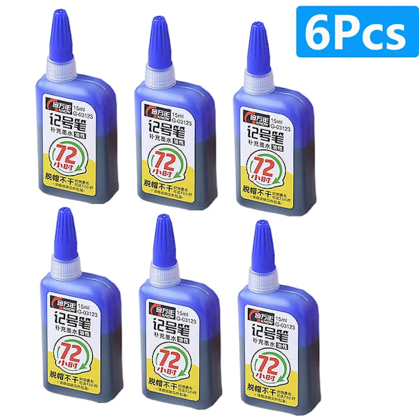 1-6 st 45 mm Vattentät Lång Huvud Nib Djupa Hål Markörer Penna Kakel Snickarpenna Multifunktionell för Träbearbetning Svart/Blå/Röd Bläck 6pcs blue ink
