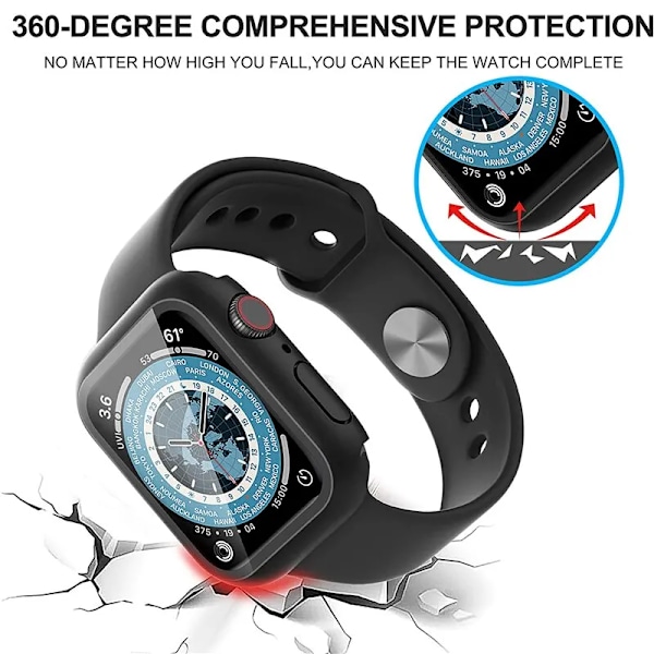 Glas+Skal för Apple Watch case 9 8 7 6 SE 3 iWatch Tillbehör Skärmskydd Apple watch series 44mm 40mm 38/42mm 45mm 41mm Rose res 41mm series 7 8 9