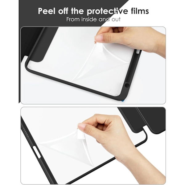 Flip Fodral för iPad 10 2022 10:e 10.9''/11 2025 11:e (A16) 11'' Akryl Baksida med Pennhållare Auto Vakna/Sov YKL Black iPad 10th 2022