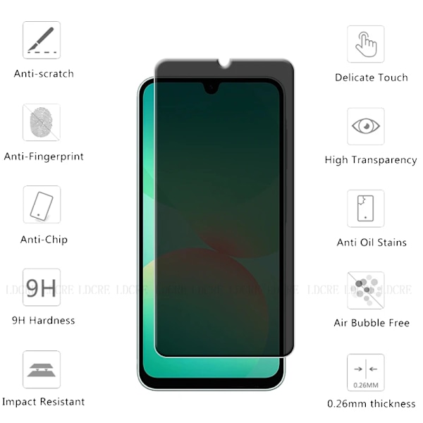 4 st Skärmskydd i Glas För Samsung A26, Samsung Galaxy A26, 9H HD Skyddande Anti-Spion Integritet Härdat Glas Samsung A26 2 Front Glass For A26