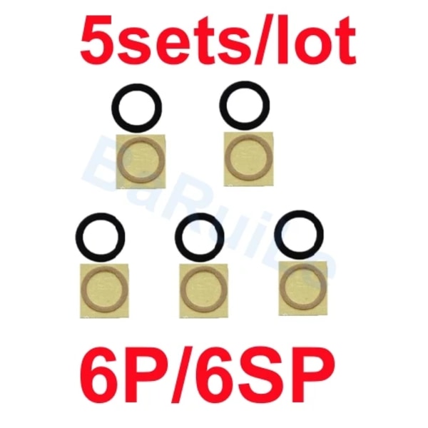 BaRuiLe 5-pack Bakre Kameralins Glas för iPhone 15 Pro Max 14 Plus 13 MINI 12 11 XR XS XSMax X 6 7P 8 lins med Självhäftande 5x 6P 6SP