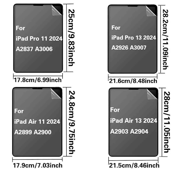 Pappersliknande skärmskyddsfilm för iPad Pro 11 2024 M4 A2837 Pro 13 Matt Målning för iPad Air 6 11 13 2024 Air 11 2024 M2 A2899 For iPad Pro 11 2024
