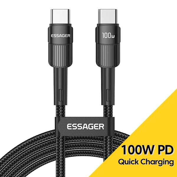 Essager 100W C Till C Typ C Kabel USB C PD Snabbladdningskabel Sladd För Macbook Samsung Xiaomi Typ C USB C Kabel 100W Black 3m