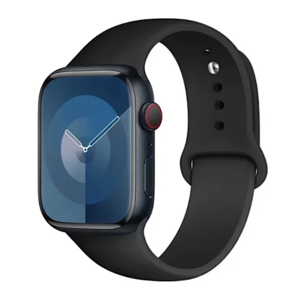 Lämplig för Apple Watch Smart Watch Iwatch3/4/5/6/7/8/Se Generation Ultra Klockarmband Fritt Justerbart Enfärgat Silikon M black 12mm