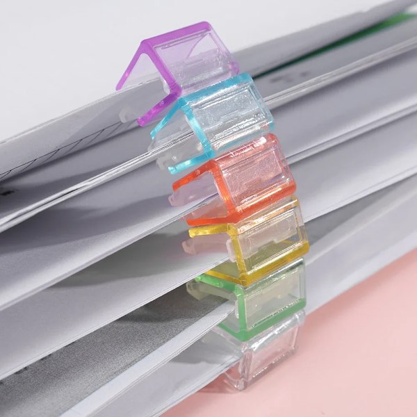 Godisfärg Transparent Tryck Gem Pusher Papper Testfiler Mini Förvaringsklämma Indexsida Klämma Kontorsbindning Skrivmaterial Random 1PCS