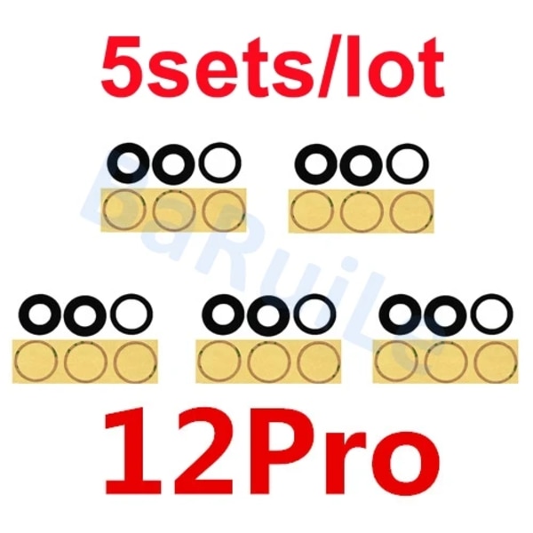 BaRuiLe 5-pack Bakre Kameralins Glas för iPhone 15 Pro Max 14 Plus 13 MINI 12 11 XR XS XSMax X 6 7P 8 lins med Självhäftande 5x 12Pro