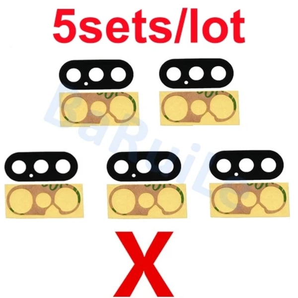 BaRuiLe 5-pack Bakre Kameralins Glas för iPhone 15 Pro Max 14 Plus 13 MINI 12 11 XR XS XSMax X 6 7P 8 lins med Självhäftande 5x X