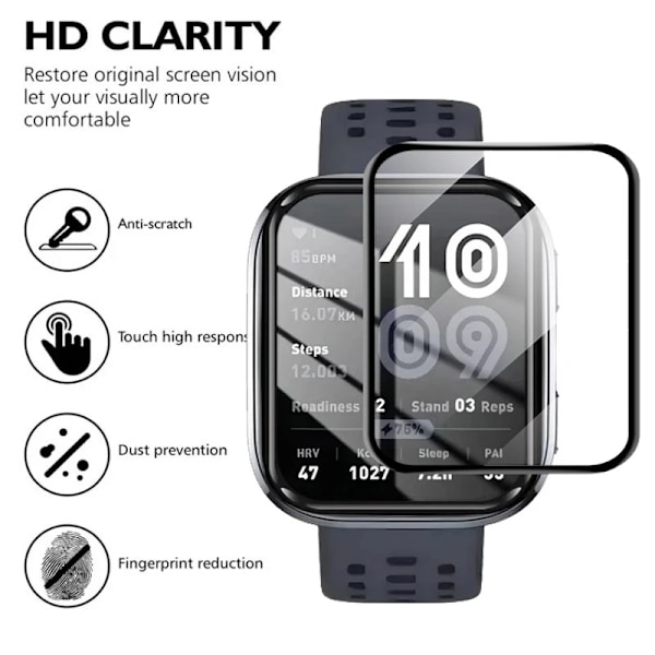 3 ST 3D Böjt Skärmskydd För Amazfit Bip 6 Bip 5 3 Pro Full Täckning Härdat Glas Film för Huami Amazfit Bip6 Inte Glas Amazfit Bip 3 3PCS