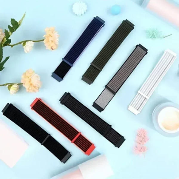 20 22mm Nylon Klockarmband För Garmin Vivoactive 3 4 5/Venu 2 Plus/Venu 3/Forerunner 55 158 265 965 745 645 255 Music Loop Armband Clear feather 22mm Width Band