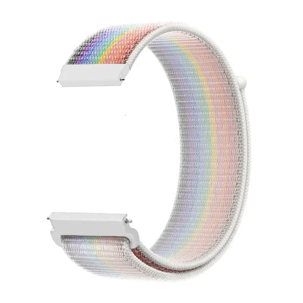 20 22mm Nylon Klockarmband För Garmin Vivoactive 3 4 5/Venu 2 Plus/Venu 3/Forerunner 55 158 265 965 745 645 255 Music Loop Armband White rainbow 22mm Width Band