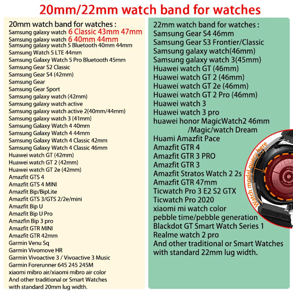 20mm 22mm klockarmband för Samsung Galaxy Watch 7/6/4/5/Pro/6 Classic/S3/active 2 Band Flätat Armband Huawei GT 23 GT4 GT5 46mm Pink Unity Amazfit Bip 6-5