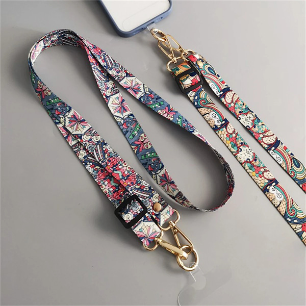 Mobiltelefonklämma Antiförlust Retro Mönster Rem Crossbody Långa Remmar Justerbar Längd Hängande Universell Halsrem För Telefon B