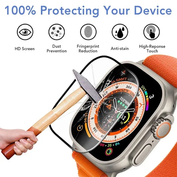 Skärmskydd för Apple Watch Series 9-8-7-6 5 4 Se ultra-2 49mm 41mm 45mm 40mm 44mm 3D (Ej härdat glas) Film Tillbehör 38 mm Series 3 2 1 3 PCS