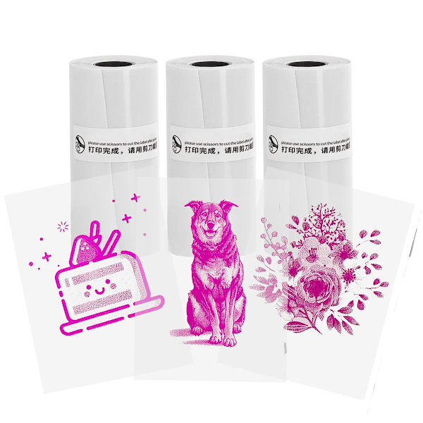 1/2/3/5 ST Mini Skrivarpapper Transparent Termiskt Klistermärkepapper Självhäftande Skrivarpapper Skrivare För Foton Anteckningar 5,7 x 2,5 cm 3Rolls Pink On Clear