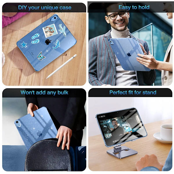 För iPad Air Mini Pro 8.3 9.7 10.2 10.9 11 11:e 10:e 9:e 8:e generationen, skimrande glittrande mjukt silikonskal med airbag Red iPad Pro 11 2022