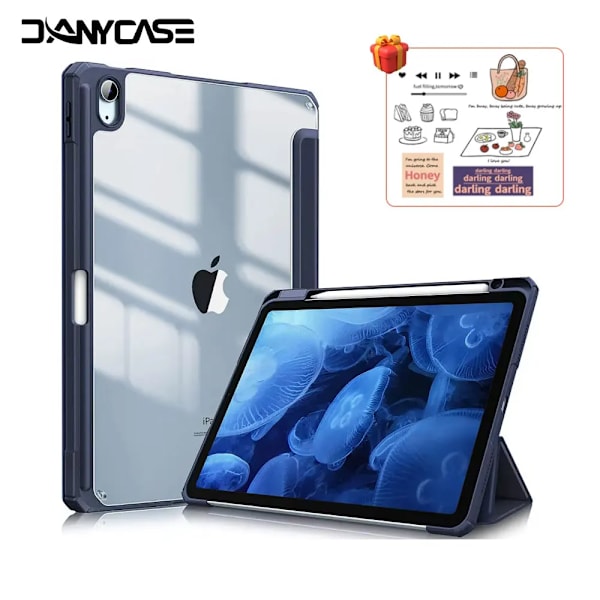 Fodral för iPad 13 tum M2 M4 2024 för iPad Air 11 Air 5/4 10.9 Pro 11 Mini 7 6 8.3 tum 10.2 7/8/9:e iPad 10:e 10.9 9.7 5/6:e Skydd Dark blue Pro 11 2nd 3rd 4th
