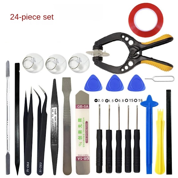 22/24/26 I 1 Skärmöppnings Mobiltelefon Kit Pincett Skruvmejslar Demontera för iPhone Samsung Ta Bort Skärm Reparationsverktyg 24pcs