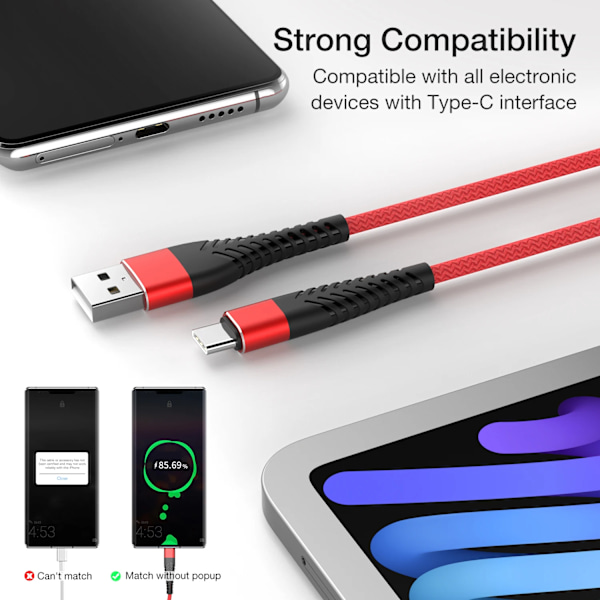 USB Typ A till C Kabel För Samsung S10 A12 A13 A22 A32 A52 Redmi USBC 1m 2m 3m Lång 25cm 50cm Kort Data Laddare Kabel Snabbladdning Silver 1m
