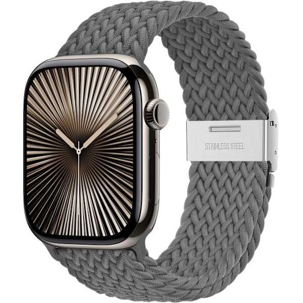 Armband för Apple Watch 46mm 45mm 44mm 49mm 40mm 41mm 42mm Flätad loop correa armband iWatch serie 10 8 9 7 5 se 6 4 Ultra gray 38 40 41 S10-42 mm