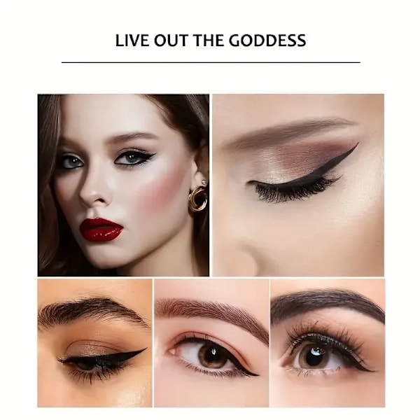 Den 4-färgade fina eyelinern är mjuk och hållbar, lätt att applicera makeup med, fin, snabbtorkande, långvarig eyeliner, vattentät 01