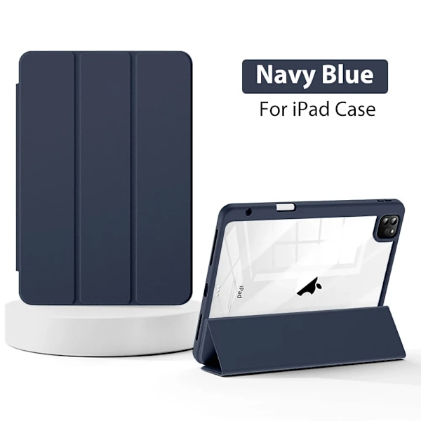 Skal för iPad 10:e 10.9 Generation A16 Pro 11 12.9 13 2025 Funda För iPad Air 5 4 7:e 8:e 9:e 10.2 Mini 6 7 Fodral Pennhållare Navy Blue 7th 8th 9th 10.2