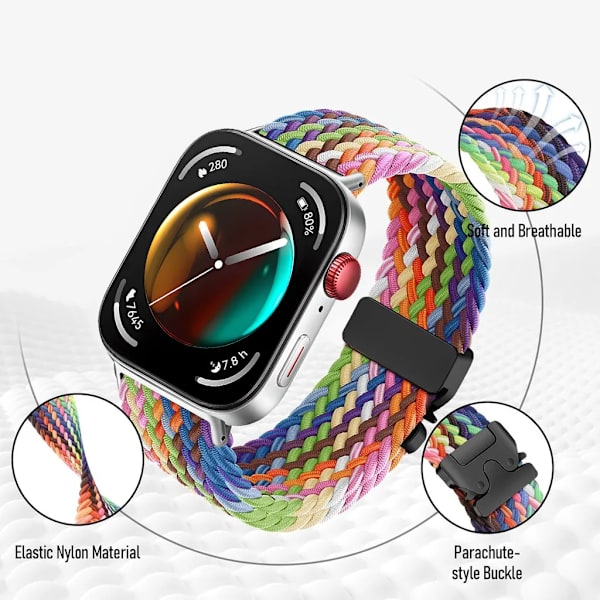 Elastiskt flätat soloband i nylon för Huawei Watch Fit 4 pro/4/3 Armband Herr Dam Armbandsur för Huawei Fit 2 Fit 1 Band BRainbowB For Huawei Fit 3