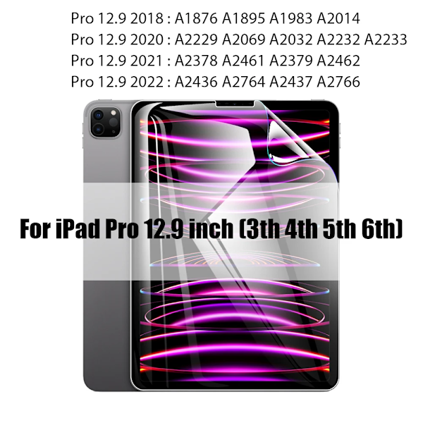 Hydrogel Film för Ipad Pro 13 M4 12.9 Air M2 M3 11 5 4 A16 10 9 9:e 10:e Generationen Mini 7 6 2025 Skärmskydd Tillbehör Pro 12.9 2018-2022