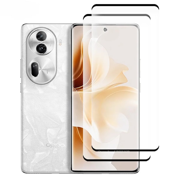 1-2ST Härdat Glas Film Full Täckning Silke Screentryck Skärmskydd för Oppo Reno 11 5G Fri snabb frakt 2 Tempered Glass BLACK