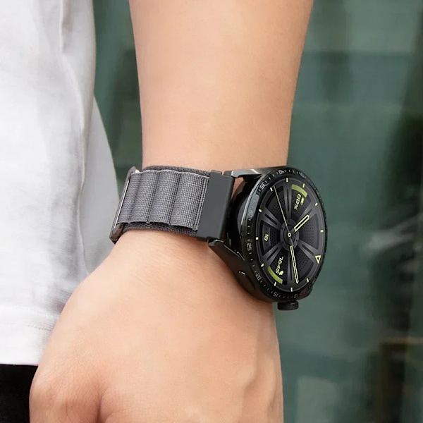 22mm 20mm Nylon Alpine Loop Armband för Huawei Watch GT5 Pro GT5 GT4 GT3-2 46mm Armband Klockarmband för Samsung Watch 7 6 5 4 Bälte Army-green shiny for width 22mm
