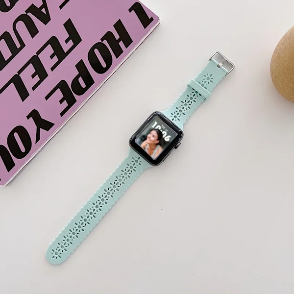Silikonarmband för Apple Watch 44 mm 40 mm 38 mm 42 mm Ultra 2 49 mm Sportarmband iwatch Series 9 7 8 6 Se 5 4 3 41 mm 45 mm band Lake blue-12 38mm 40mm 41mm