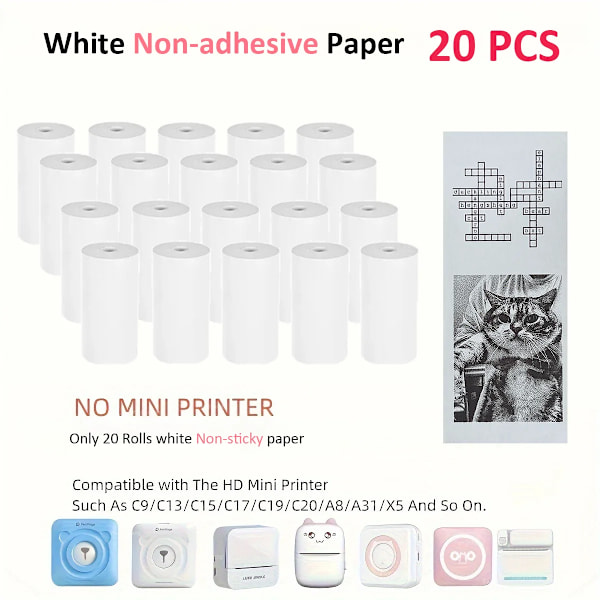 10 Rullar Termopapper Kamera Utskrift Vit Barnkamera Träfiber Instant Print Barn Rullpapper Miniskrivartillbehör 20 PCS