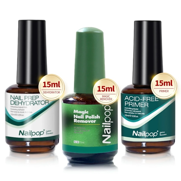 Nailpop Nagel Dehydrator och Primer Syrafri Naturlig Nagel Förberedelse för Akryl och UV Gel Nagellack Snabbtorkande Överlägset Bindningsset Set-001