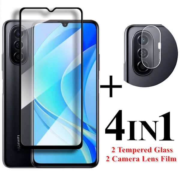 4-i-1 För Huawei Nova Y70 Glas Nova Y70 Härdat Glas 2.5D Full Cover Skärmskydd Huawei Nova Y70 Plus Linsskydd 6.75 tum For Nova Y70 Plus Only 2 Front Glass