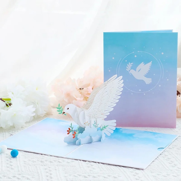 3D Pop Up Grattis på födelsedagen Bröllop Hälsning Inbjudningskort Pojke Flicka Barn Present Tackkort Miniatyrer Bästa Önskningar Vykort Sakura birds