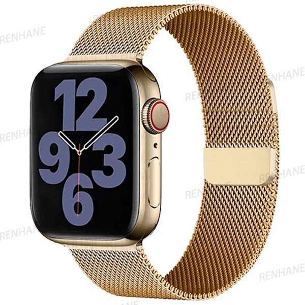 Milanese Armband för Apple Watch Ultra 2 49mm 45mm 46mm 44mm 40mm 42mm 41mm Armband för iWatch Series 10 9 3 4 6 5 SE 7 8 Rem Golden 38-40-41-42mm(S10)