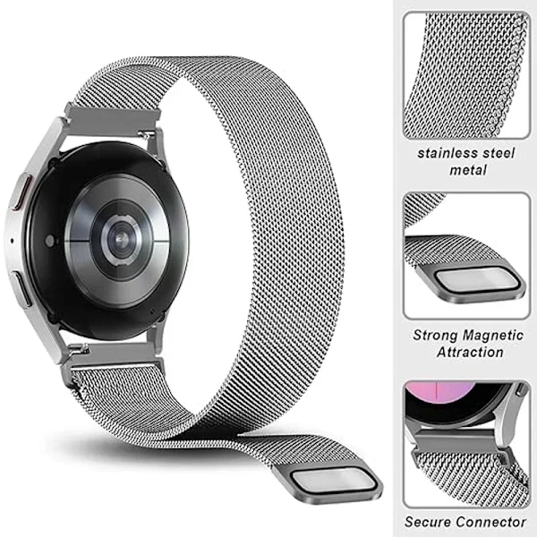 22mm Milanese Loop Armband för Redmi Watch 3/5 Lite Metallstål Armband för Redmi Watch 3/5 Active för Galaxy Watch 7 6 5 4 40mm44mm Black 20mm