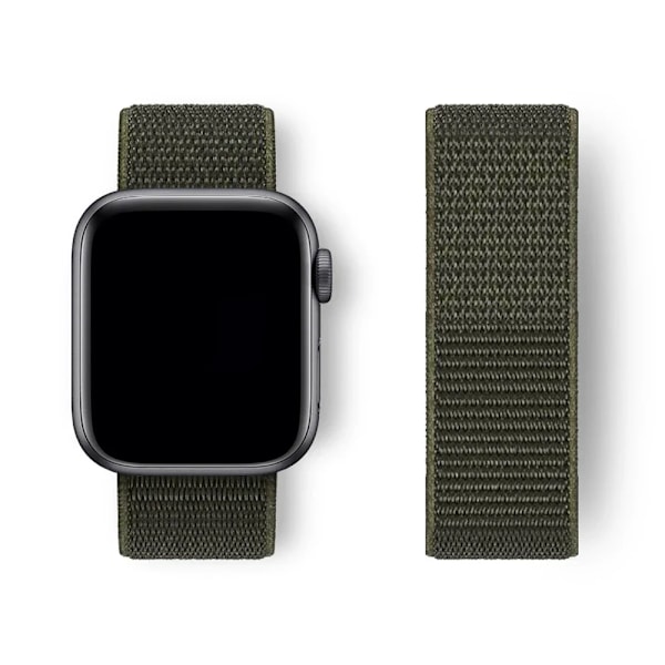 Nylon Loop Armband för Apple Watch band 44mm 40mm 45mm 41mm 46 42mm 49mm 44 45 mm armband iWatch serie 10 9 SE 7 6 5 4 Ultra 2 cargo khaki 17 42 44 45 46 49 mm