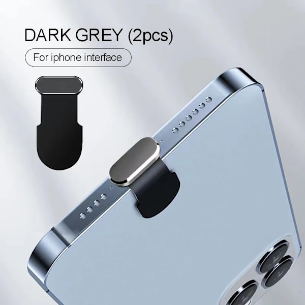 iphone Tillbehör Dammskydd för Usb Dammskydd iphone 14 pro max Tillbehör Usb c Dammskydd Typ c Dammskydd Charm Kapsel iphone dark grey(2)