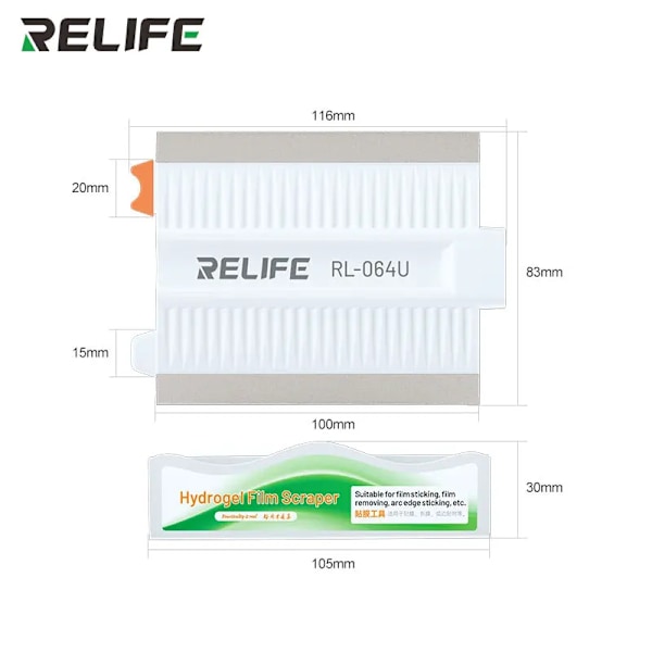 RELIFE RL-064U Hydrogel Film Skrapa för Olika Mobiltelefonskärmar Främre Skydds Multifunktionell Film Appliceringsskrapa 1pcs