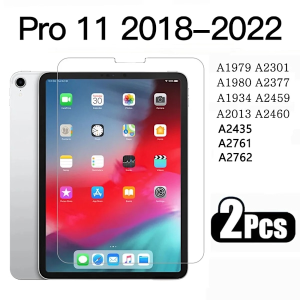 2 st Härdat Glas Skärmskydd för iPad Pro 12.9 11 air4 5 10.9 mini6 4 5 1 2 3 5:e 6:e 7:e 8:e 9:e 10.2 10.5 9.7 2015 Pro 11 2018-2022