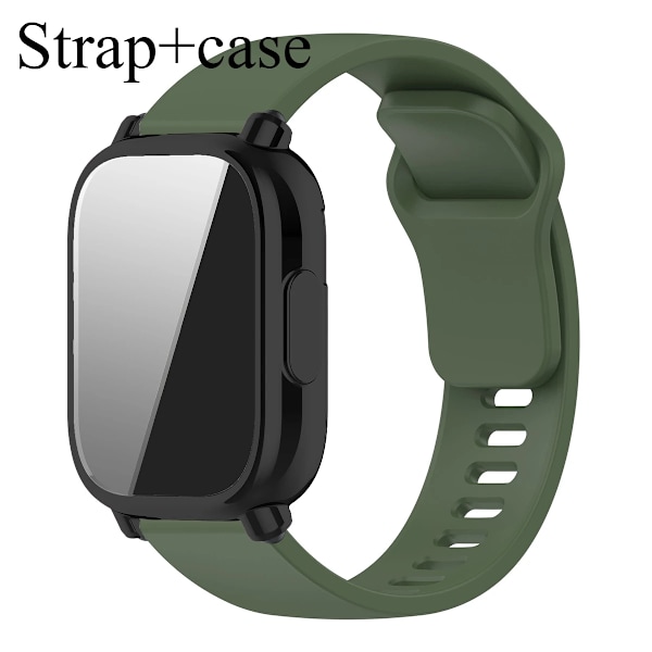 Silikonarmband + Skyddsfodral för Xiaomi Redmi Watch 5 active/5 Lite Full Cover Skärm TPU Mjukt Skal och Andningsbart Sportband GrB Redmi Watch 5 Active