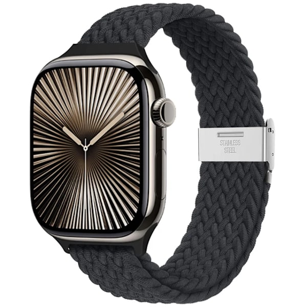 Armband för Apple Watch 46mm 45mm 44mm 49mm 40mm 41mm 42mm Flätad loop correa armband iWatch serie 10 8 9 7 5 se 6 4 Ultra charcoal-Slim 38 40 41 S10-42 mm