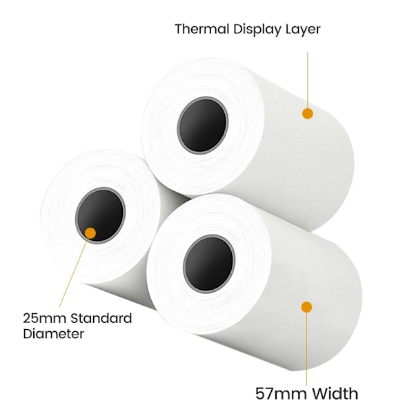57*25mm Termopapper Etikett Självhäftande HD Färg Rullar Papper För Miniskrivare Direktutskrift Barnkamera Fotopapper 3Roll Color Thermal